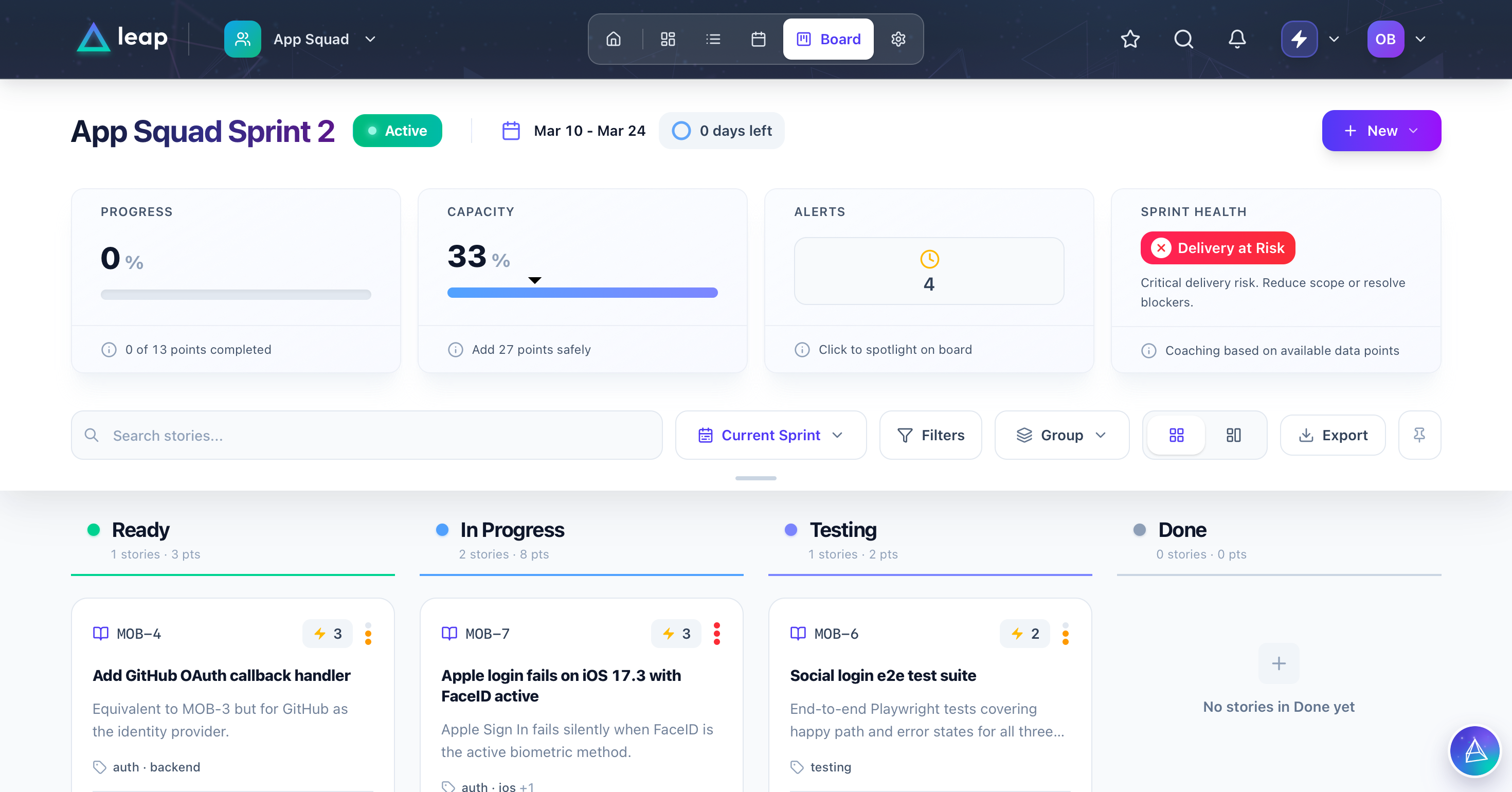 Leap Flow — Sprint Board